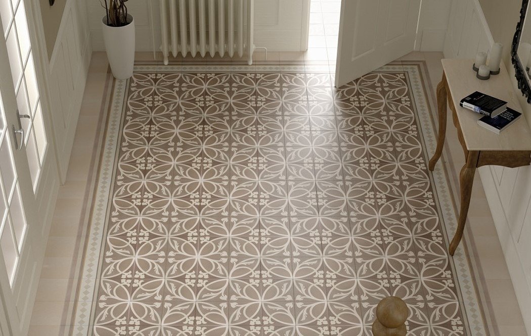 Decorative patterned tile flooring