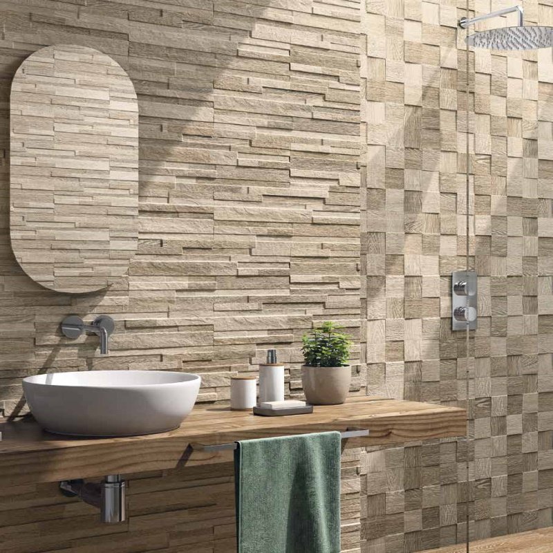 Marble look tile flooring with natural veining